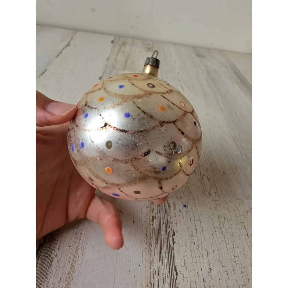 Vintage Poland mermaid glass ornament rainbow jumbo Xmas tree